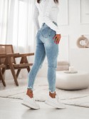 Pantaloni dama din denim cu nasturi cu abraziuni 5502 - Magazin online - Boutique